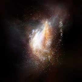 Artist impression of a galaxy from the very early universe.